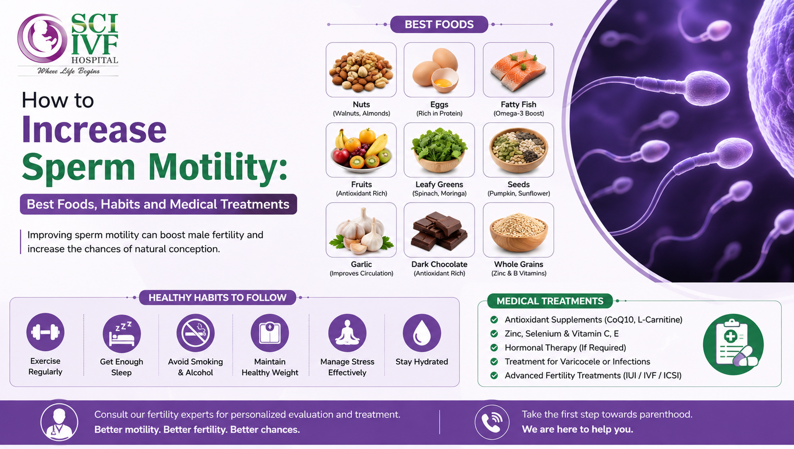 How to Increase Sperm Motility: Best Foods, Habits and Medical Treatments