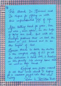 Thank You Card for Dr Shivani and Dr Nupur